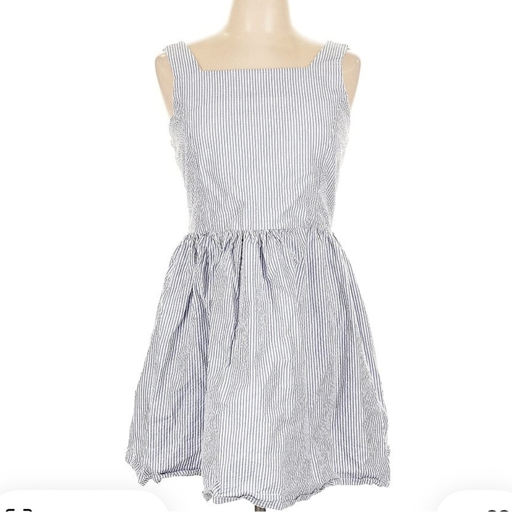 Seersucker Striped Blue and White KDress